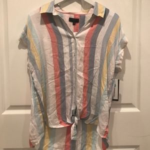 NWT. Tinsel | Relaxed Pastel Striped Shirt